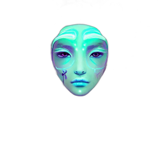 mask, face, creature, robot, vaporwave, 3d render, pixel art, concept art transparent PNG cut-out