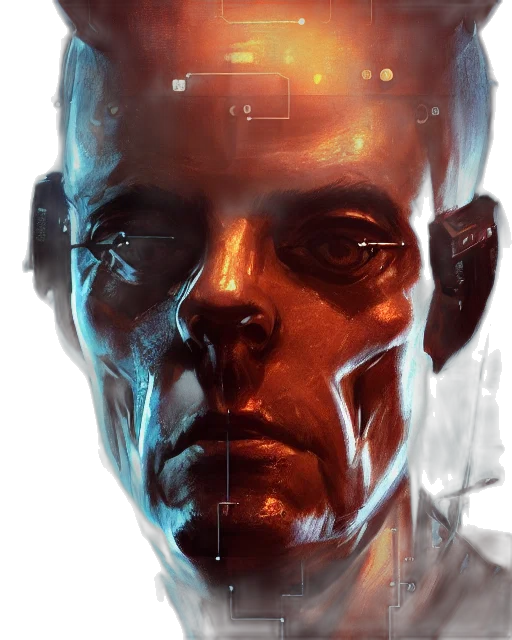 robot, face, mask, cyberpunk transparent PNG cut-out