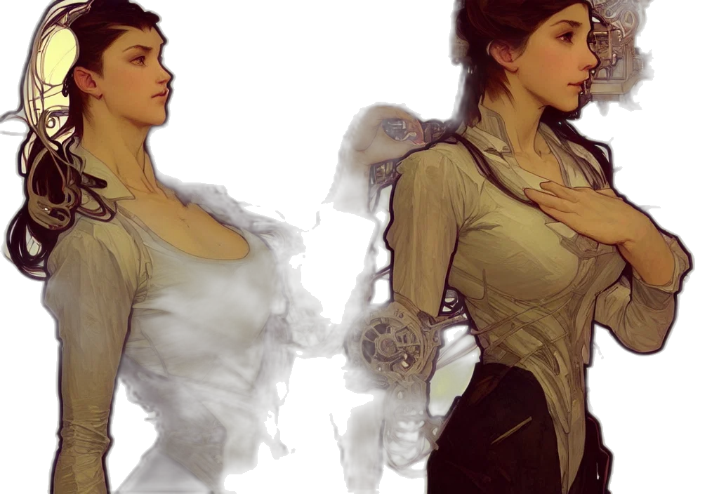 dress, concept art, fantasy art, photorealistic, comic book art, monochrome, dark, earth tones transparent PNG cut-out