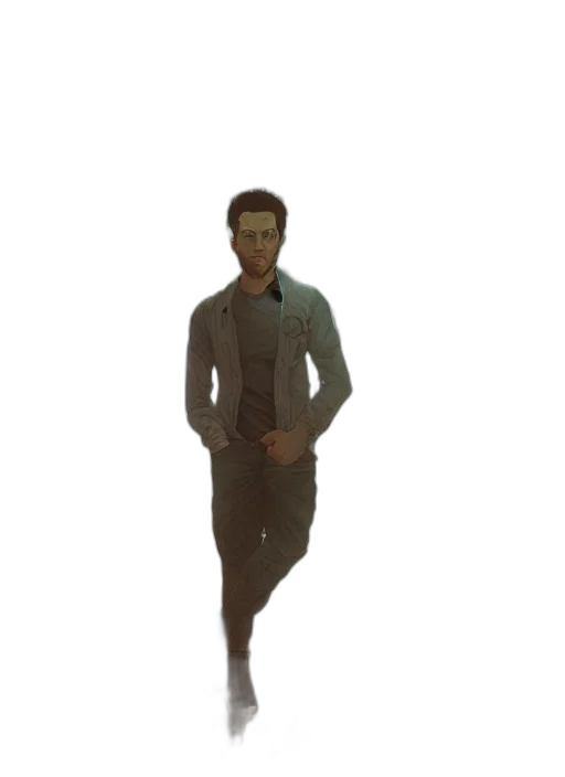 jacket, staff, robot, face transparent PNG cut-out