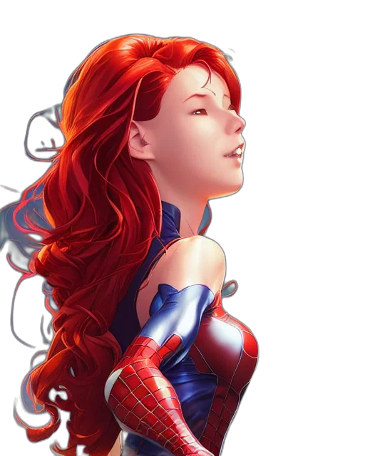 crown, dress, face, comic book art, fantasy art, concept art, photorealistic, red transparent PNG cut-out
