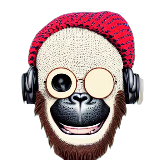 mask, hat, face, cartoon, photorealistic, 3d render, laughing, ape transparent PNG cut-out