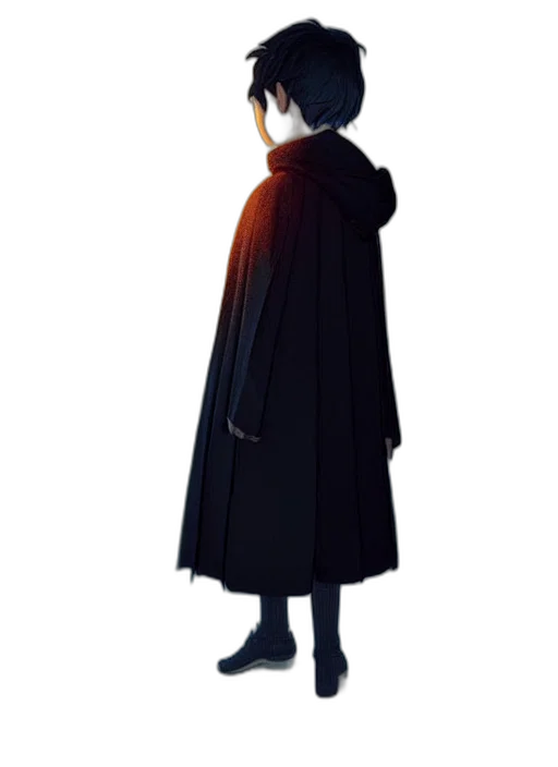 staff, jacket, dress, mask, concept art, pixel art, 3d render, anime transparent PNG cut-out