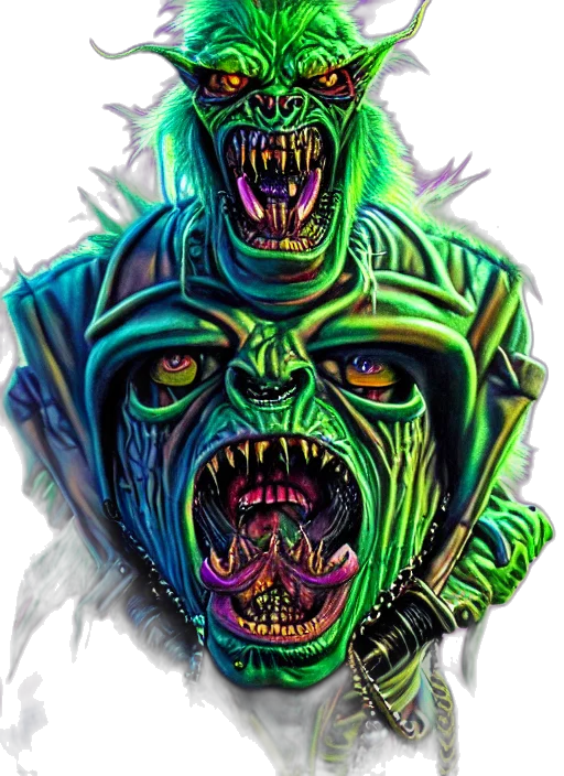 mask, creature, face, comic book art, concept art, fantasy art, pixel art, neon lights transparent PNG cut-out