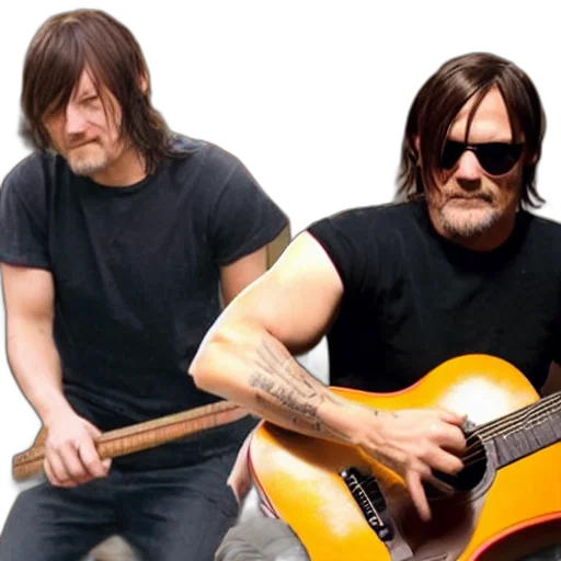 norman, reedus, playing, guitar transparent PNG cut-out