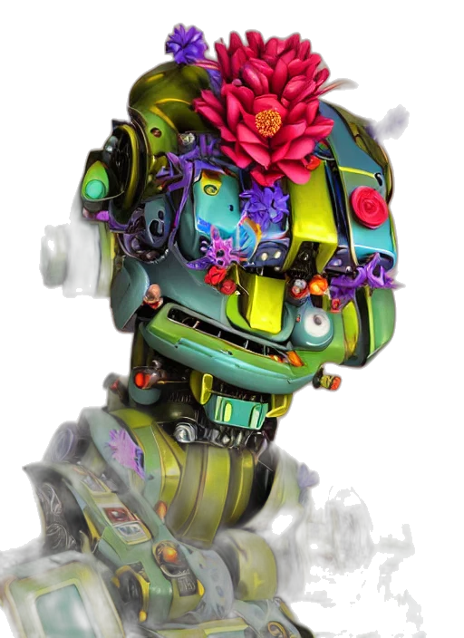 robot, mask, face, crown, concept art, cyberpunk, 3d render, fantasy art transparent PNG cut-out