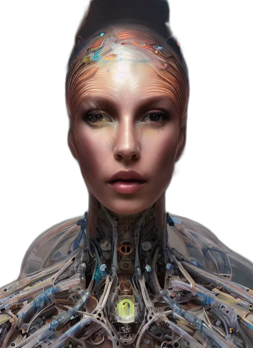 robot, face, jewelry, cyberpunk transparent PNG cut-out