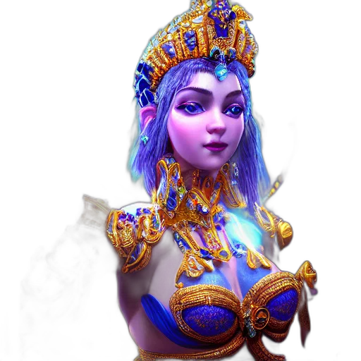 crown, jewelry, staff, face, fantasy art, concept art, 3d render, pixel art transparent PNG cut-out