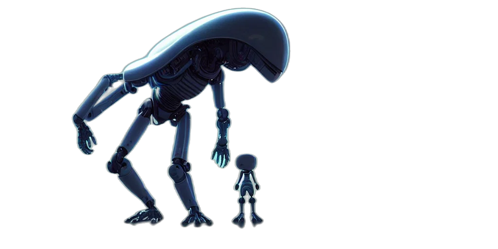 robot, creature, concept art, 3d render, outer space, underwater, alien, artificial transparent PNG cut-out