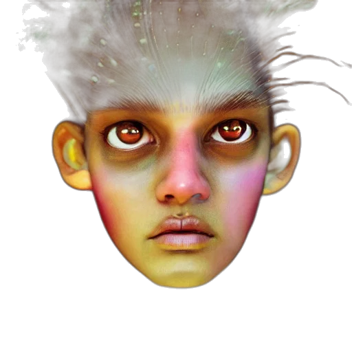 face, mask, creature, hair, concept art, fantasy art, photorealistic, 3d render transparent PNG cut-out