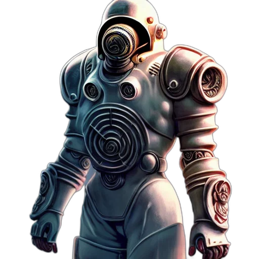 robot, staff, concept art, 3d render, comic book art, cyberpunk, outer space, perfectly transparent PNG cut-out