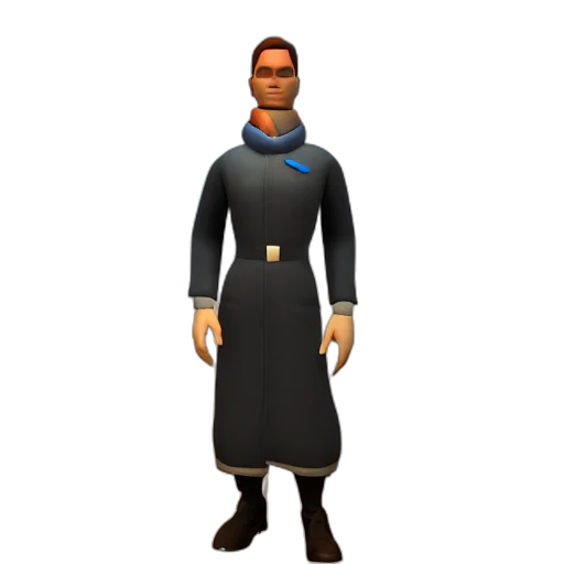 staff, jacket, 3d render, concept art, cartoon, pixel art, dark, jerma transparent PNG cut-out