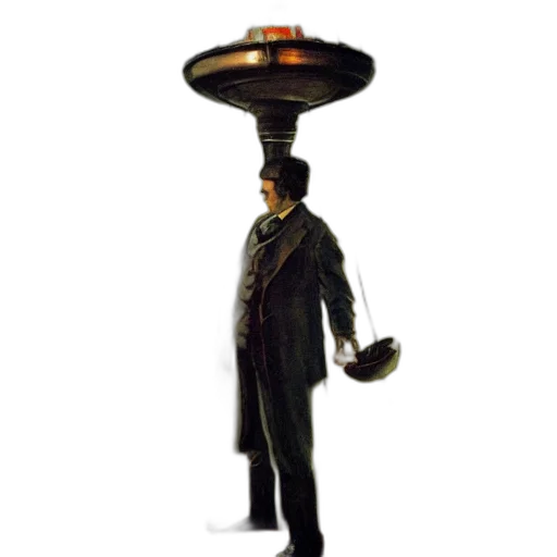 staff, umbrella, hat, robot transparent PNG cut-out
