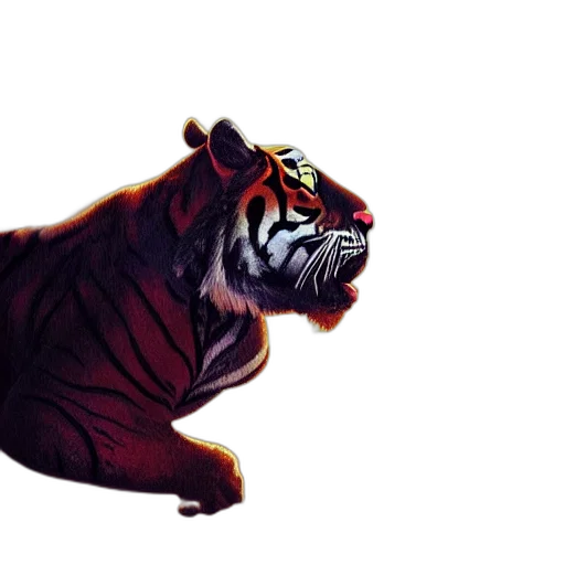 animal, creature, photorealistic, watercolor, 3d render, concept art, tiger, made transparent PNG cut-out