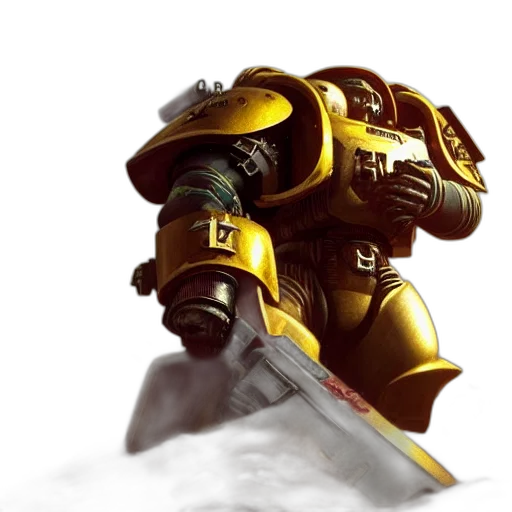 robot, weapon, concept art, 3d render, fantasy art, photorealistic, golden, space transparent PNG cut-out