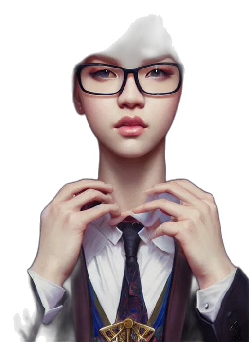 face, jewelry, staff, photorealistic transparent PNG cut-out
