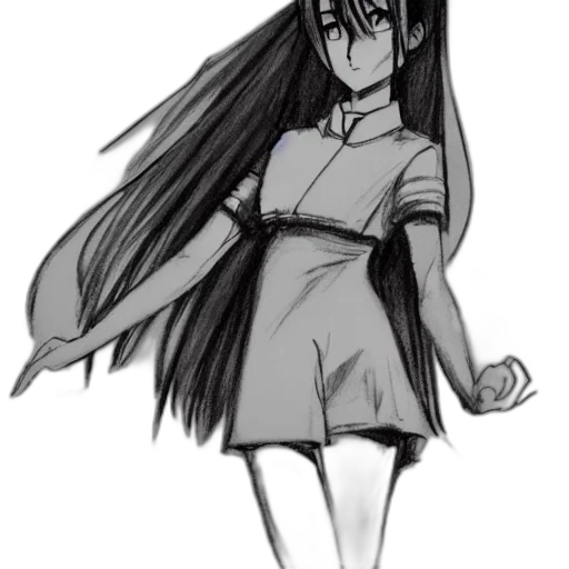 dress, hair, creature, staff transparent PNG cut-out