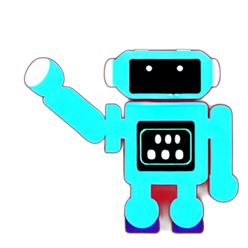 robot, staff, pixel art, 3d render, concept art, cartoon, dream transparent PNG cut-out
