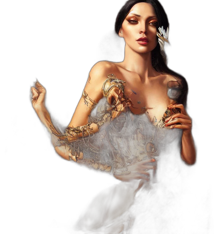 dress, jewelry, dragon, fantasy art transparent PNG cut-out