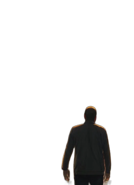 jacket, robot, staff, face, 3d render, concept art, comic book art, photorealistic transparent PNG cut-out