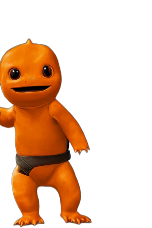 creature, robot, mask, animal, 3d render, concept art, charmander, playing transparent PNG cut-out