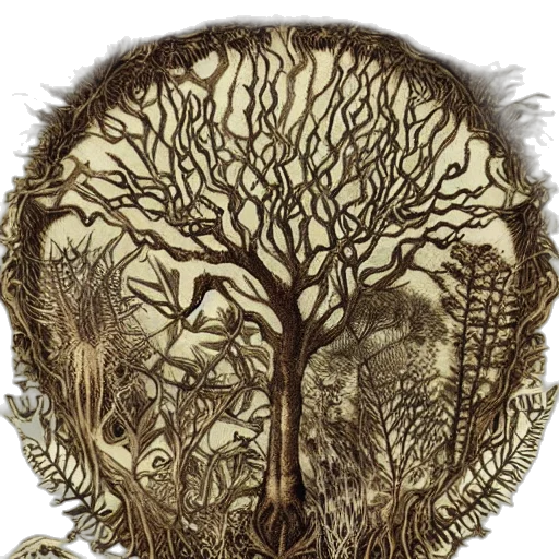 tree, crown, hair, mask, fantasy art, concept art, forest, earth tones transparent PNG cut-out