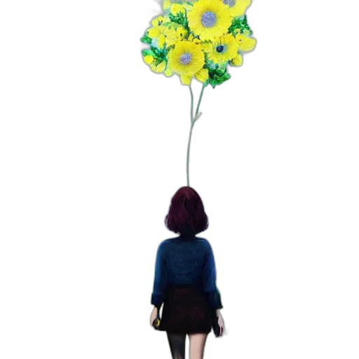 umbrella, flower, dress, creature, concept art, 3d render, photorealistic, oil painting transparent PNG cut-out