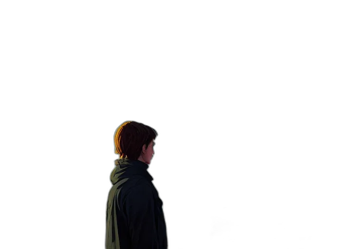 jacket, staff, face, robot, 3d render, photorealistic, concept art, pixel art transparent PNG cut-out