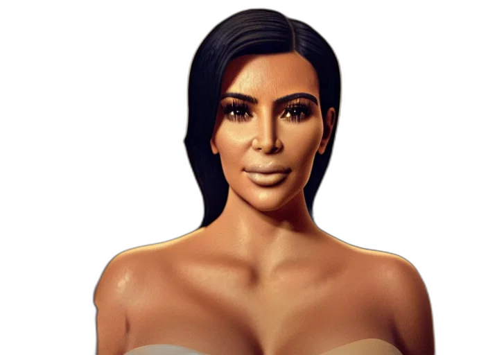face, 3d render, photorealistic, cartoon, concept art, earth tones, kim, kardashian transparent PNG cut-out