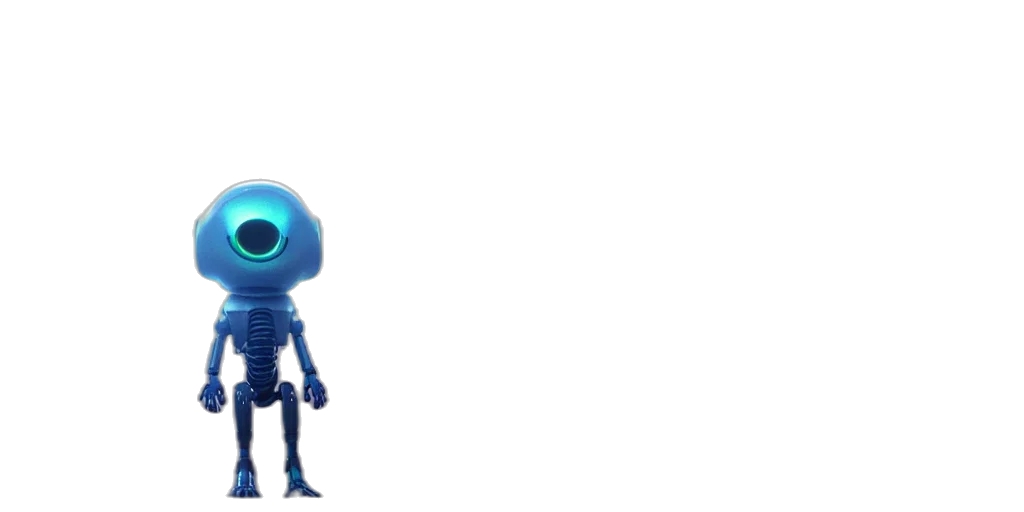 robot, staff, weapon, creature, 3d render, concept art, pixel art, vaporwave transparent PNG cut-out