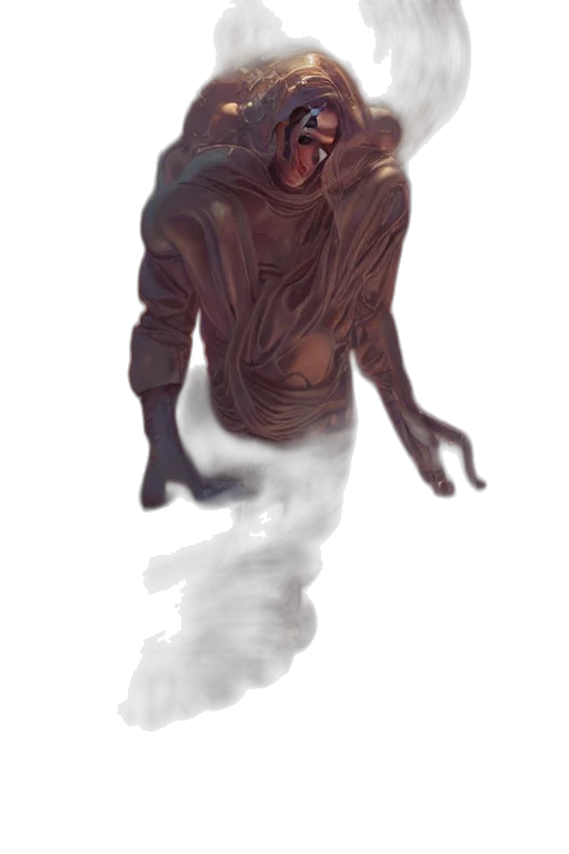 creature, staff, mask, face, concept art, fantasy art, watercolor, comic book art transparent PNG cut-out