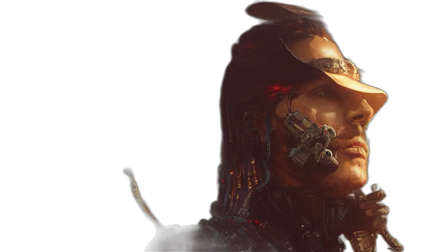 face, concept art, fantasy art, cyberpunk transparent PNG cut-out