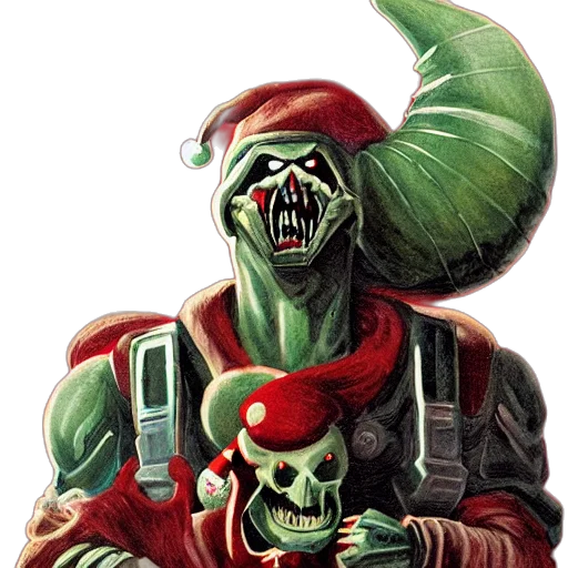 mask, concept art, comic book art, fantasy art, red, doom, cover, santa transparent PNG cut-out