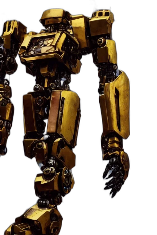 robot, concept art, 3d render, golden transparent PNG cut-out