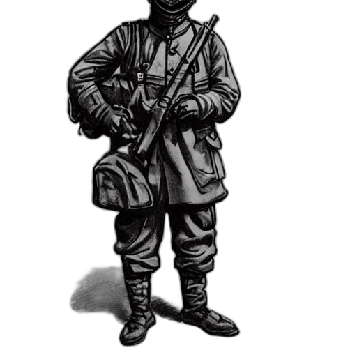jacket, staff, weapon, mask transparent PNG cut-out
