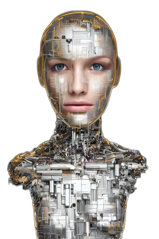 robot, face, mask, jewelry, cyberpunk, 3d render, concept art, photorealistic transparent PNG cut-out