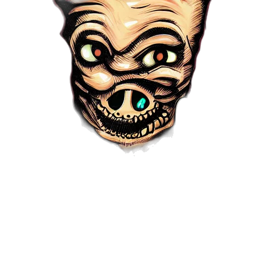mask, creature, face, comic book art, 3d render, concept art, cartoon, zalgo transparent PNG cut-out