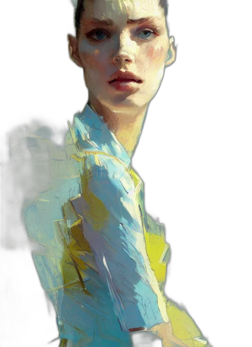face, dress, jacket, robot, photorealistic, watercolor, oil painting, concept art transparent PNG cut-out