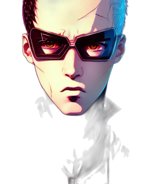 face, robot, comic book art, cyberpunk, concept art, cartoon, blue, pastel transparent PNG cut-out