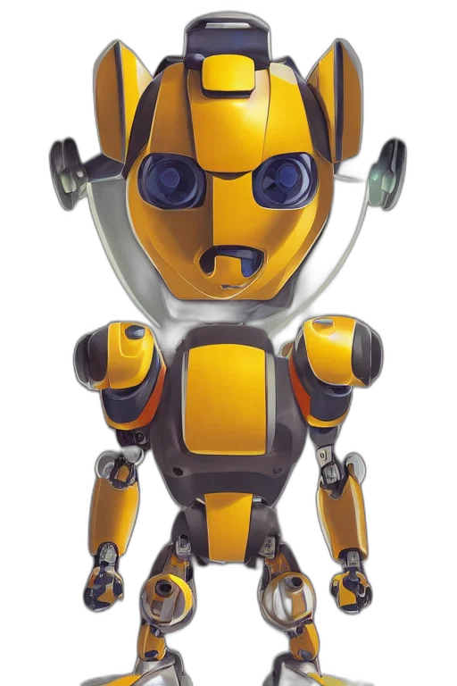 robot, 3d render, concept art, cartoon, pixel art, golden, metabots, medabots transparent PNG cut-out