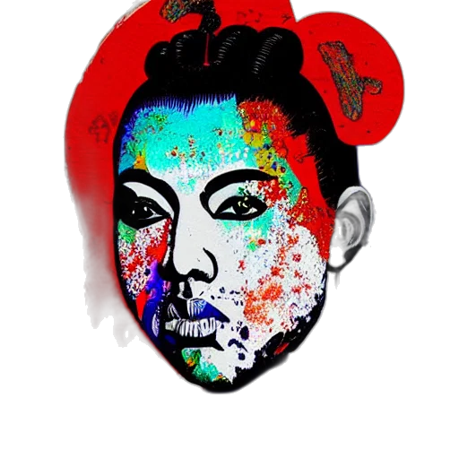 mask, face, cartoon, photorealistic, comic book art, watercolor, red, kanye transparent PNG cut-out