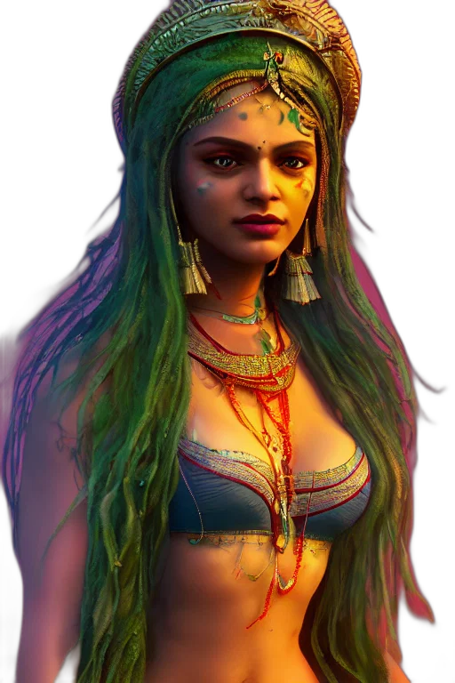 jewelry, face, staff, fantasy art, concept art, photorealistic, 3d render, green transparent PNG cut-out