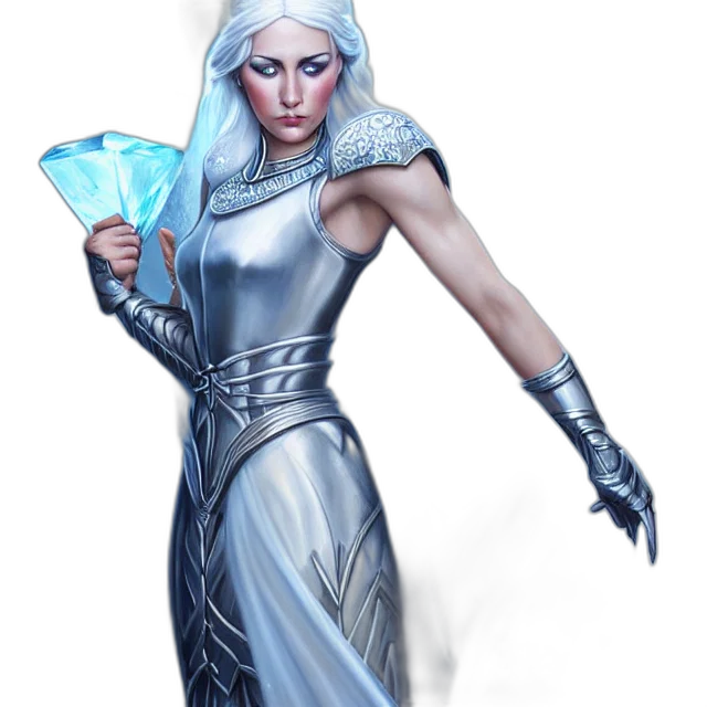 staff, sword, dress, fantasy art, concept art, comic book art, 3d render, blue transparent PNG cut-out
