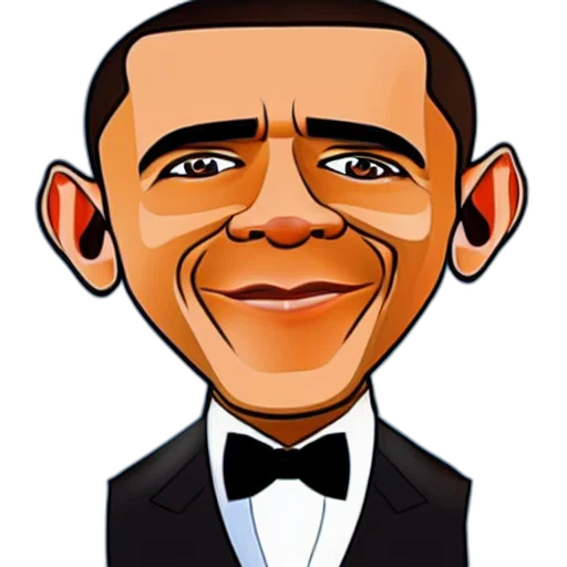 face, cartoon, photorealistic, comic book art, obama, character transparent PNG cut-out