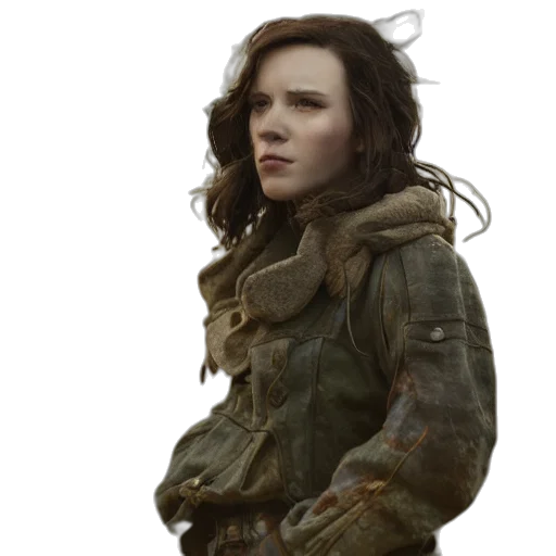jacket, weapon, face, hair transparent PNG cut-out