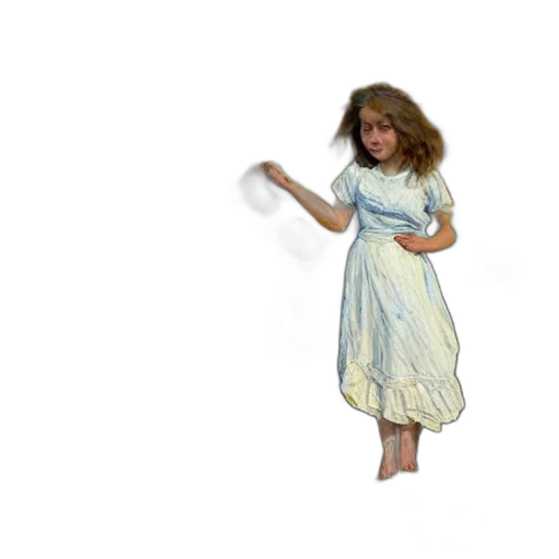 dress, hair, creature, staff, 3d render, concept art, photorealistic, oil painting transparent PNG cut-out