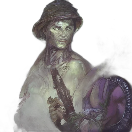 staff, face, hat, weapon transparent PNG cut-out