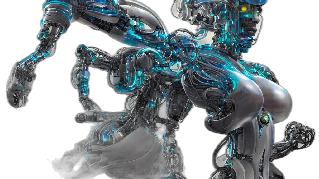 robot, cyberpunk, 3d render, concept art, futuristic, robotic, neoclassical, computer transparent PNG cut-out
