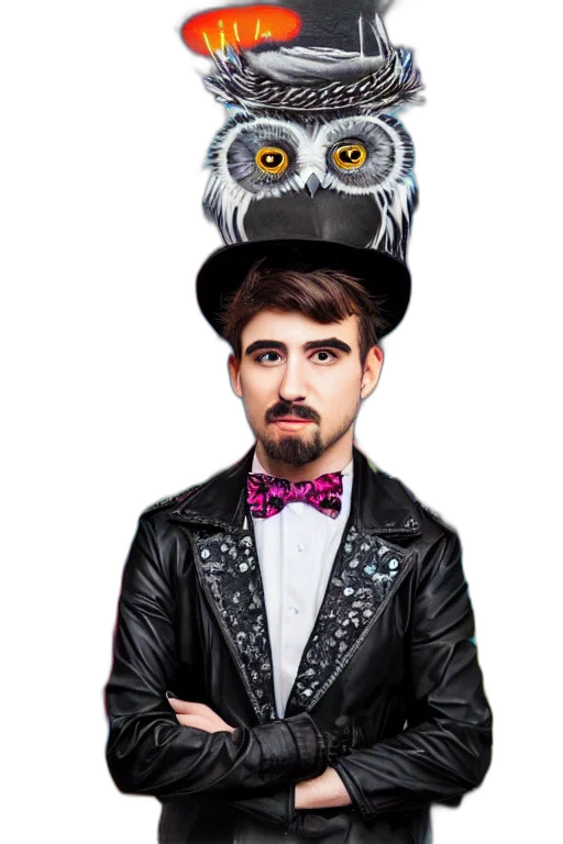 hat, jacket, staff, mask, cartoon, concept art, pixel art, photorealistic transparent PNG cut-out