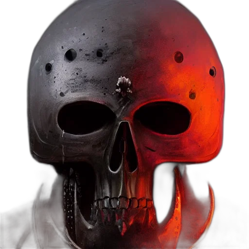 mask, face, photorealistic, 3d render, concept art, comic book art, red, dark transparent PNG cut-out